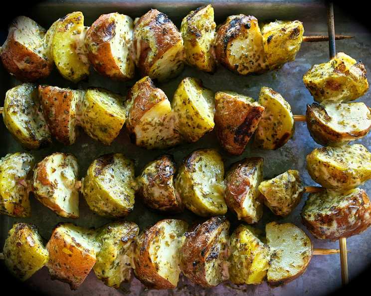 Grilled red shop potatoes